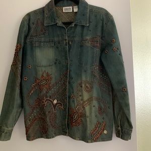 Chico’s Beaded and Embroidered Denim Jacket